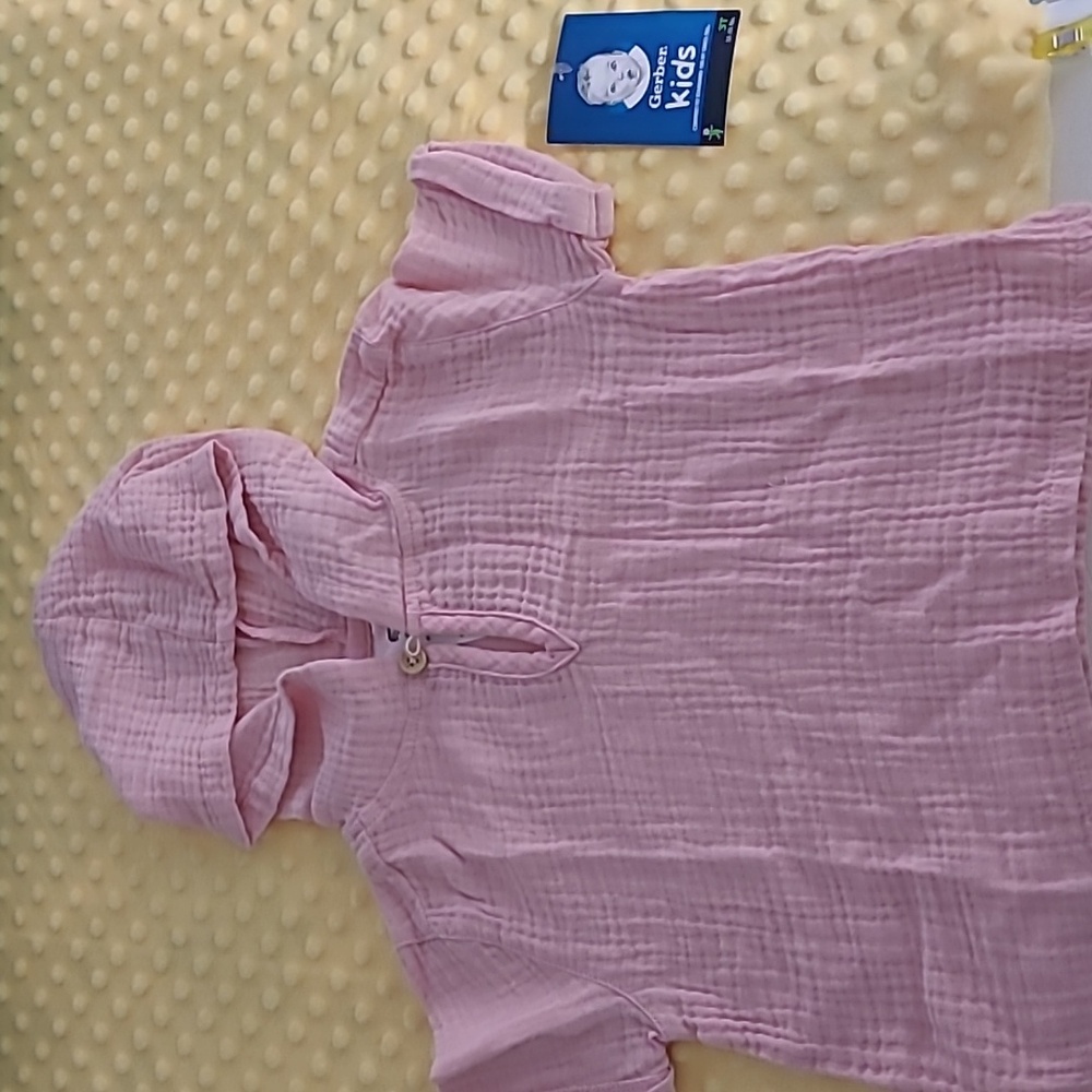 GERBER BABY PINK HOODIE BLOUSE OKEO TEX SIZE 3T NEW.